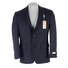 Michael Kors NEW $350 Sz 38S Navy Blue Multi Plaid 2 Button All Wool Jacket