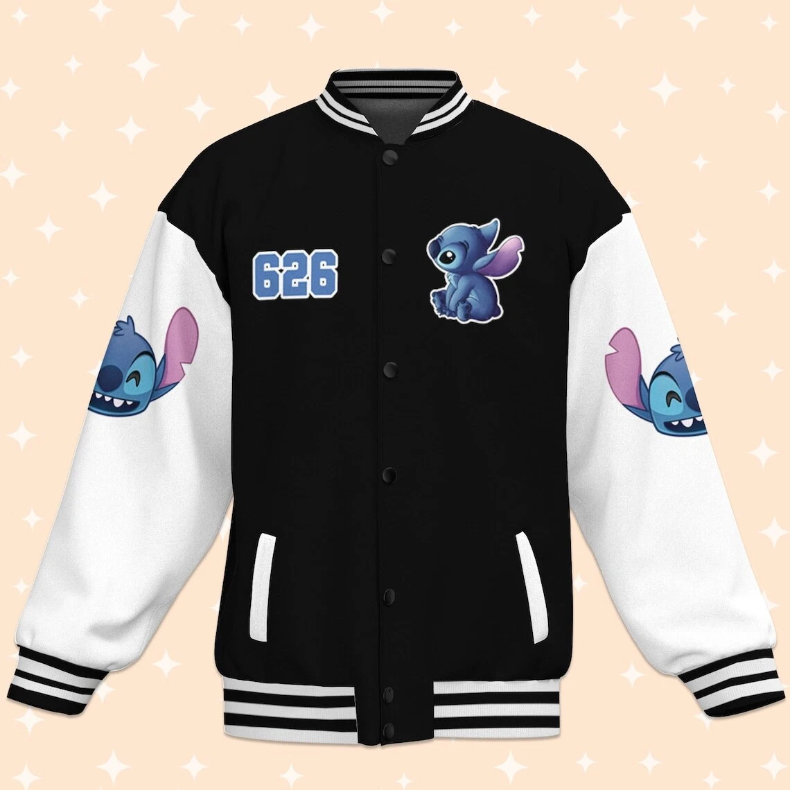 Personalize Stitch Yoga Black Baseball Jacket, Matching Baseball Team Outfit