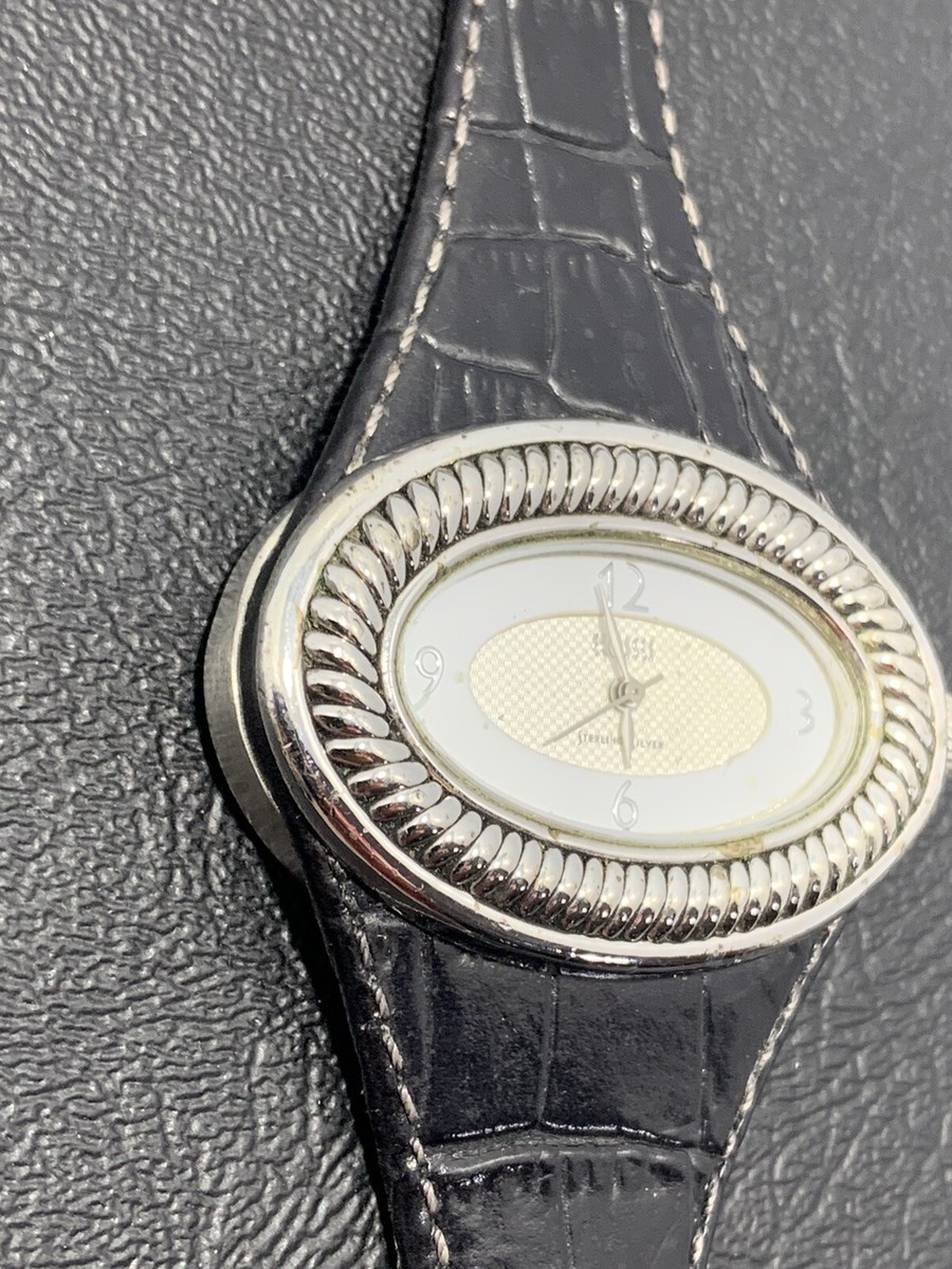 ECCLISSI Sterling Silver Art Deco Womens Watch, Black Straps, 22940 Untested ECCLISSI Sterling Silver Art Deco Womens Watch, Black Straps  main image 2