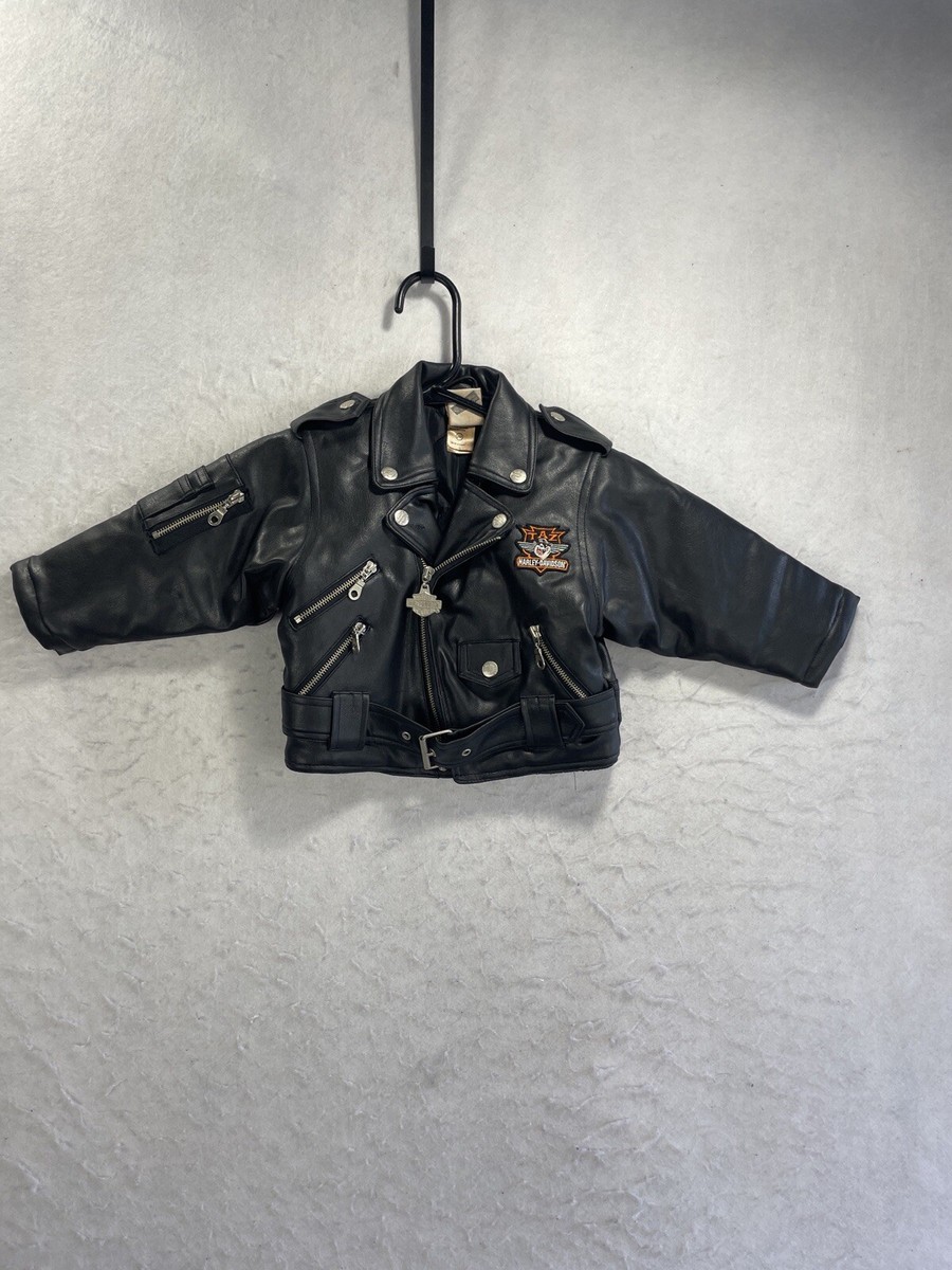 HARLEY-DAVIDSON 革ジャンキッズ HARLEY DAVIDSON Child Motorcycle Leather Jacket Size 6 Black