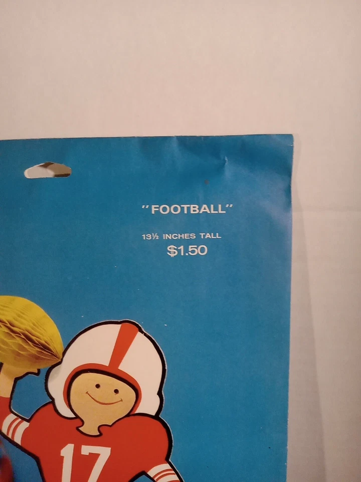 Peça central vintage de papelão para festa favo de mel Hallmark (futebol) - Imagem 3 de 4