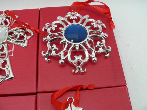 Lenox Set of 5 Bejeweled Silverplated Ornaments One box is missing, 4 brand new - Picture 9 of 17