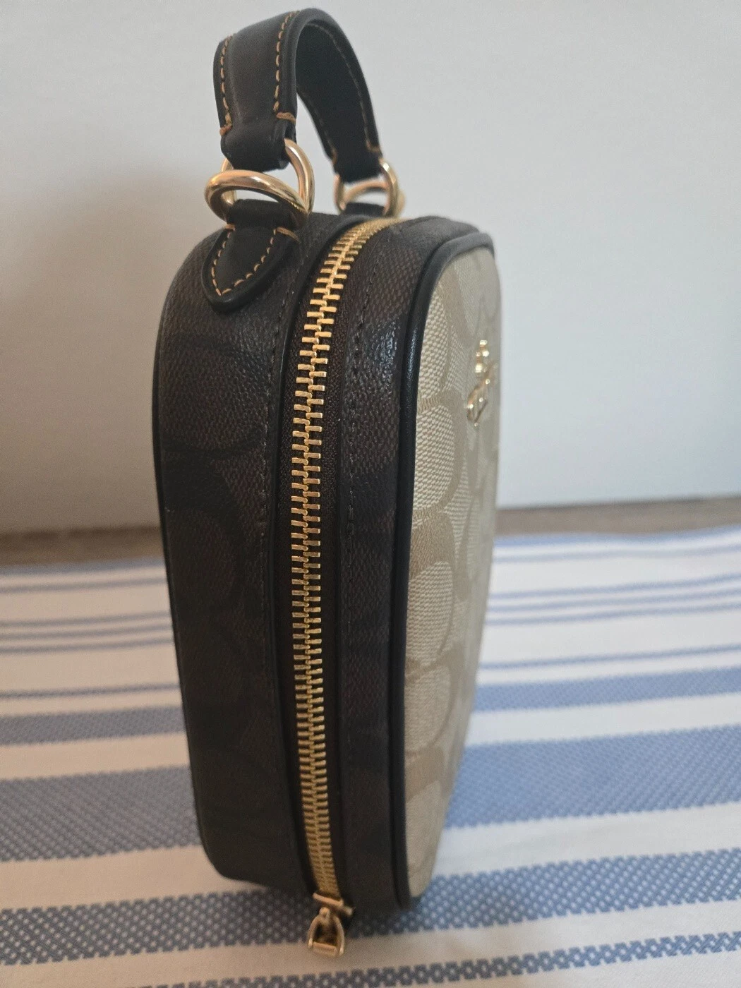 COACH CB852 TELEFONO EVA A TRACOLLA IN TELA FIRMATA BLOCCATA IM LIGHT KAKI BRO