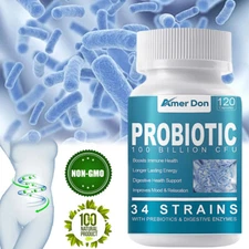Prebiotic & Probiotics 120 Capsules 100 Billion CFU Constipation Bloating Relief