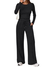 Womens 2 Piece Matching Lounge Sets 2025 Fall Fashion Knit Sweater Airport Tr...
