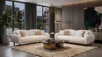 Beiges Wohnzimmer-Set 3+3-Sitzer-Sofas Stoffsofas PolstermöBel DesignermöBel