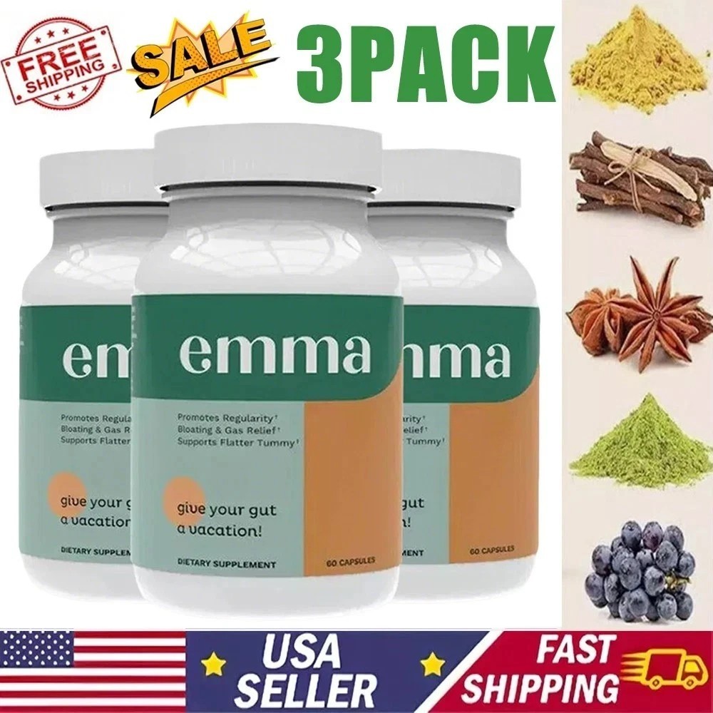 3 Pack Emma Gut Health Supplement 180 Capsules for Bloating Relief & Leaky Gut.
