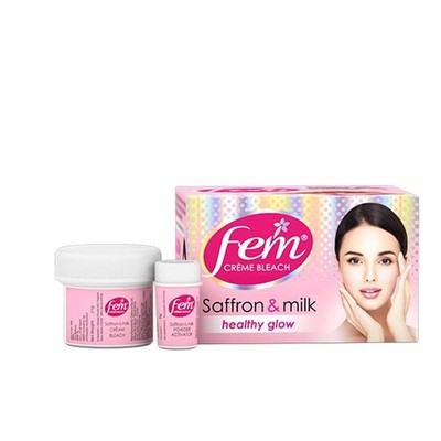 Dabur Fem Cream Creme Bleach Face Skin Whitening Diamond Gold Saffron Oxylife 8g