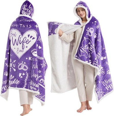 Best Wife Ever Wearable Blanket Hoodie, Valentines Day Gifts for Her Wife Women