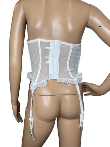 90s Victorias Secret Gold Label Strapless White Lace Bustier Corset Garters 34B - Picture 4 of 8