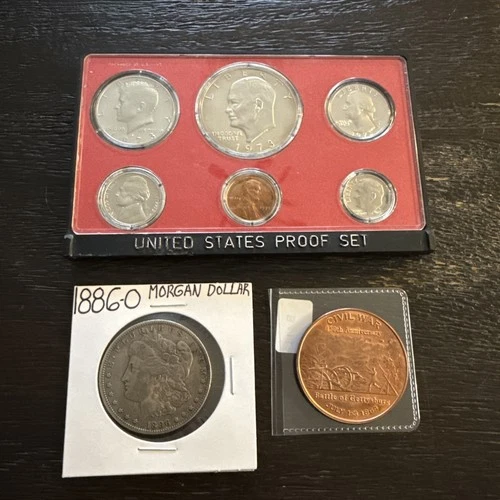 U.S. Coin Collection Lot 1886 O Morgan Dollar 90% Silver 1973 S Proof Set