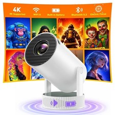 4K Mini Android Battery Projector 12000Lumen 5G WiFi Bluetooth HDMI Home Theater