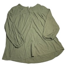 Lucky Brand 1X Olive Embroidered Boho Peasant Tunic Top
