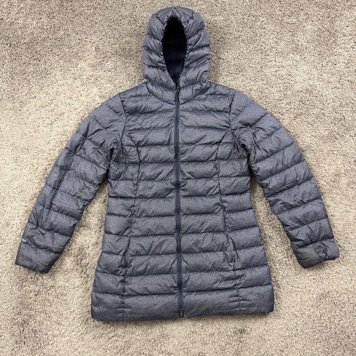 Eddie Bauer Jacket Womens M Blue EB650 Down Puffer Full Zip Hooded