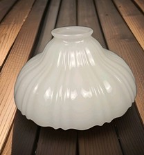 Opalescent Milk Glass Ribbed Pendant Style Lamp Shade 2.25"Fit x 7.75"W x 3.5"H