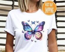 Blue Butterfly Comfort T-Shirt Summer Style Trendy Gift