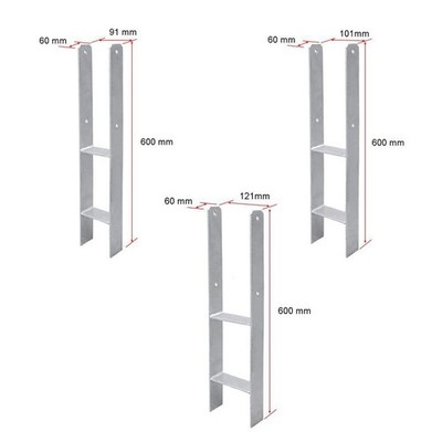 2 Pack H Frame Anchor 600mm Height 5mm Thick for Outdoor Timber Structure
