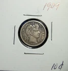 1909 Barber Dime   90% Silver  " Partial Liberty " (NR)