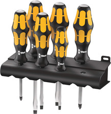 Wera Schraubendrehersatz 932/6 Kraftform Plus: Der Schraubmeißel + Rack, 6-Teili