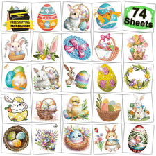 Glitter Easter Temporary Tattoos for Kids Easter Basket Stuffers - 74 Individual