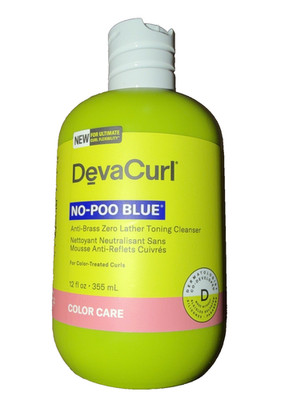 2 Pack DevaCurl No-Poo Blue Anti-Brass Zero Lather Toning Cleanser, 12 fl. oz