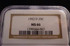 1953-D Washington Silver Quarter NGC MS66