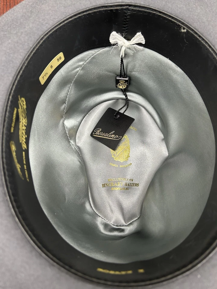 Sombrero Fedora Borsalino Rosati Para Hombre Ala Ancha Gris Hecho en Italia Talla 59 7 3/8 Foto 4 de 4