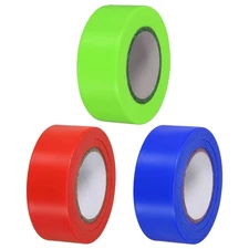 3 Pack Flagging Tape 1"x98" PVC Non-Adhesive Neon Marking Tape Red Blue Green