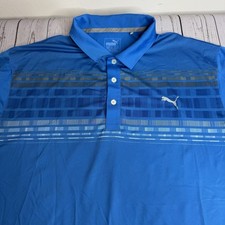 Puma Dry Cell Short Sleeve Golf Polo Shirt Mens Xl Royal Blue Graphic Print