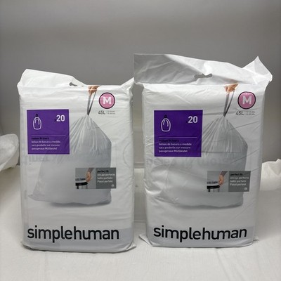 40 X Simplehuman Code M 45 L Trash Bags White Extra Strong - READ - (B79