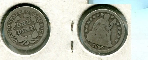 1849 P LIBERTY SEATED SILVER DIME GOOD 7164T