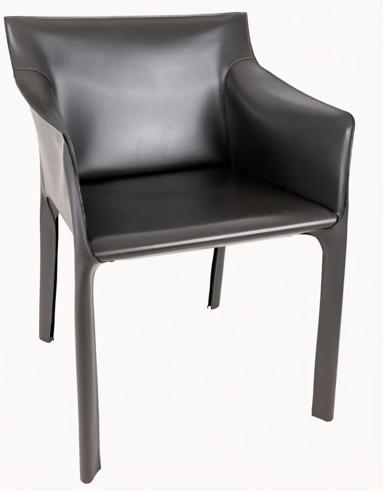 (4) Sillas de comedor MATTEO GRASSI Coco cuero negro Korium Italia Foto 4 de 4