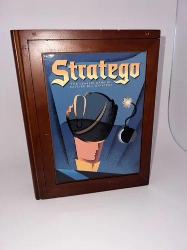 Vintage Game Collection Stratego Board Game Wooden Box Bookshelf 2009 MB Games