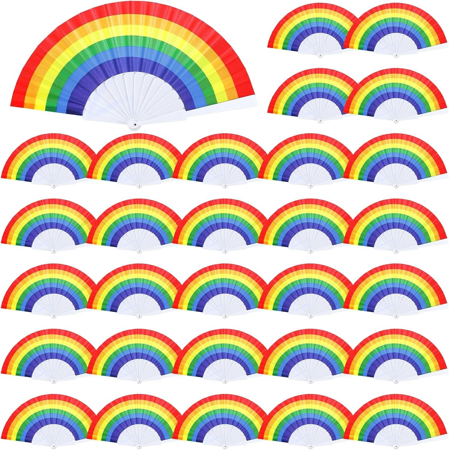 Abanicos de mano Rainbow Pride 30 piezas plegables a granel para mujeres hombres festival de música víspera