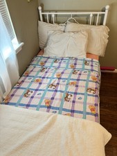 Vintage Disney Winnie the Pooh Tigger Twin Flat Sheet Plaid Ladybug 90s