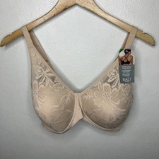 New Bali Breathe Cotton Modal T-Shirt Bra Stretch Lace Beige Womens Large DF7594