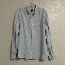 Todd Snyder Shirt Mens M Linen Striped Button Up Preppy Classic Blue White