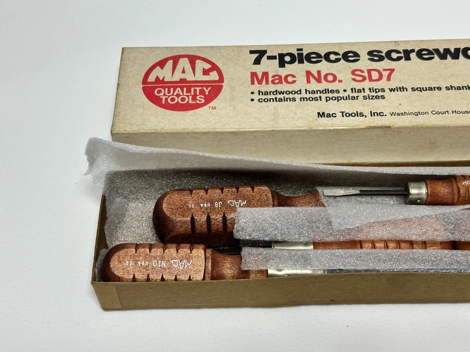 MAC Tools USA SD7 7pc Flat Slotted Tip Hardwood Handle Screwdriver Set (NEW NOS) - Image 3 of 4