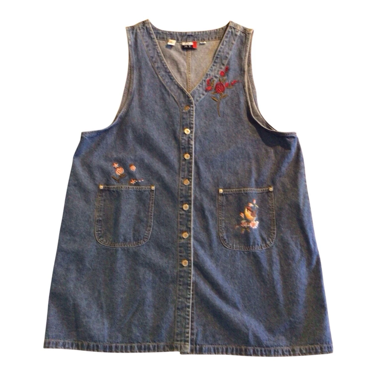 j crew embroidered long sleeve midi dress Bailey Denim Overall Dress, 2X / Vintage Wash main image 1