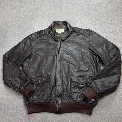 LL Bean Leather Flying Jacket Adult X Large Brown Tiger Aviator