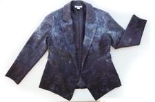 Coldwater Creek Blazer Size: Petite 6 Open Jacket Purple Teal Abstract Print