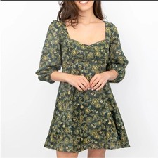 NEW J Crew Sweetheart Long-Sleeve Mini Dress in Vintage Vines Size 4 Boho Chic