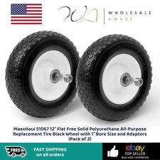 MaxxHaul 51067 12" Flat Free Solid Polyurethane All-Purpose Replacement Tire