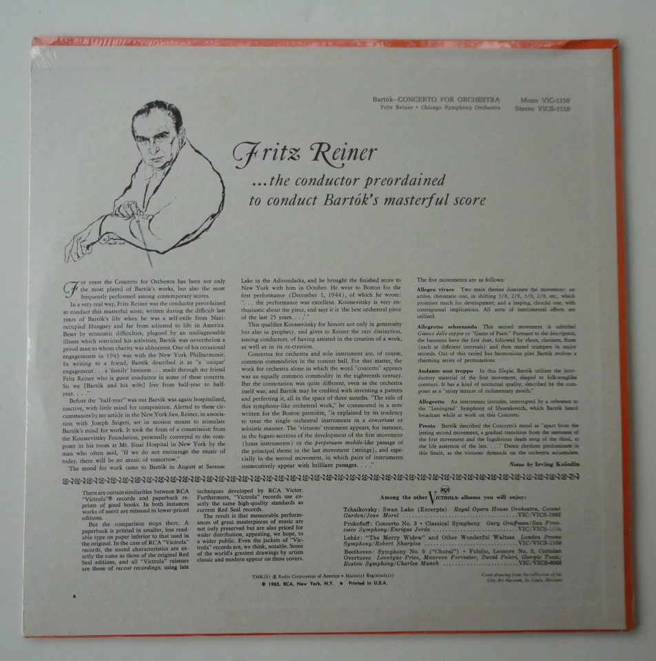 New 5 Lp Fritz Reiner Chicago Symphony Bartok Concerto VICS-1110 Strauss R234584 - Image 4 of 4