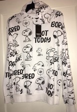 PEANUTS SNOOPY MOODS HOODED SWEATSHIRT Black White MENS Sz M L NWT