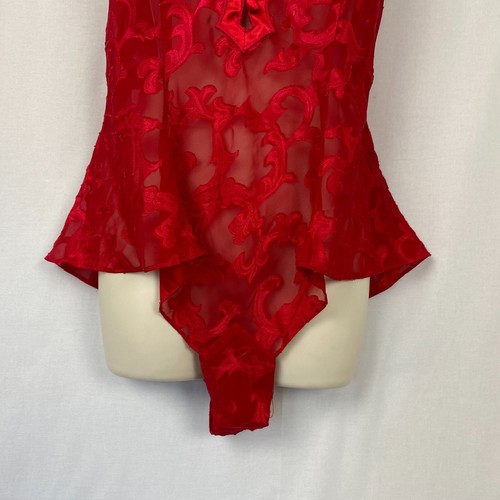 Victorias Secret Teddy Medium Satin Sheer Shiny 1Pc Bodysuit Gold Label Vintage - Picture 4 of 11