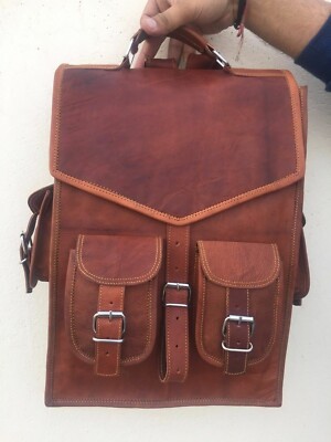 Rucksack Brown Travel Genuine Vintage Backpack Leather Real satchel bag