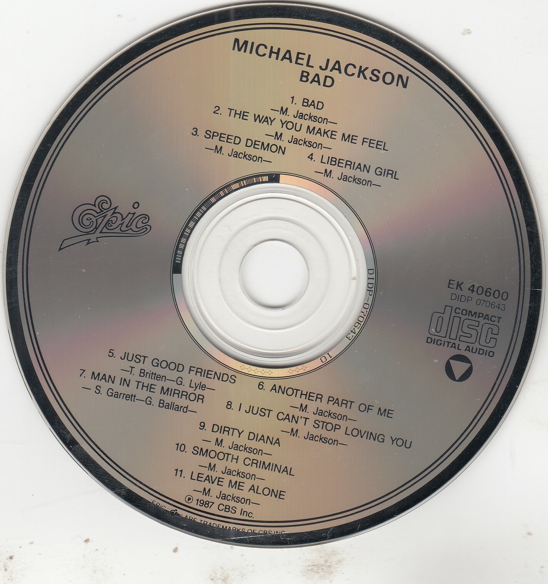 Michael Jackson - Bad (CD, Sep-1987, Epic) EARLY DADC PRESS Michael Jackson - Bad (CD, Sep-1987, Epic) EARLY DADC PRESS