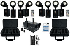 Chauvet DJ Ezpin Zoom Pack 8 Rechargeable Pin Spot Lights Remote Bag Fogger Mic