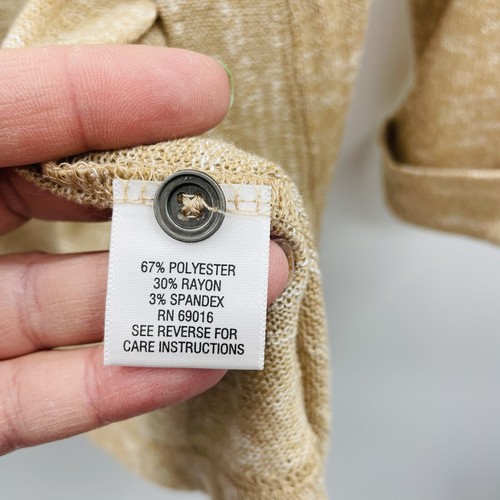 Studio Works Petite Womens PM Medium Open Front Cardigan Sweater in Tan 2069 - Picture 6 of 7